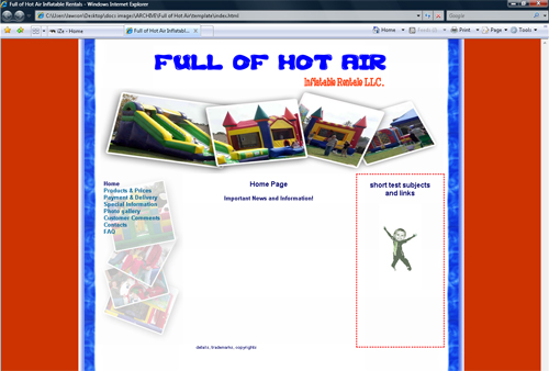 Full of Hot Air Inflatables Website - template